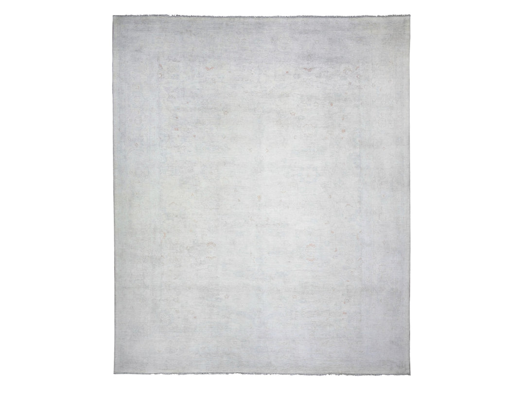 11'11" x 14'3" New Hand Knotted Ivory Wool Rectangle Oriental Rug - MOA10274971