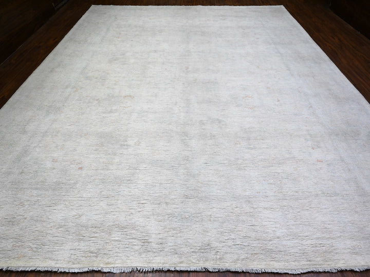 11'11" x 14'3" New Hand Knotted Ivory Wool Rectangle Oriental Rug - MOA10274971