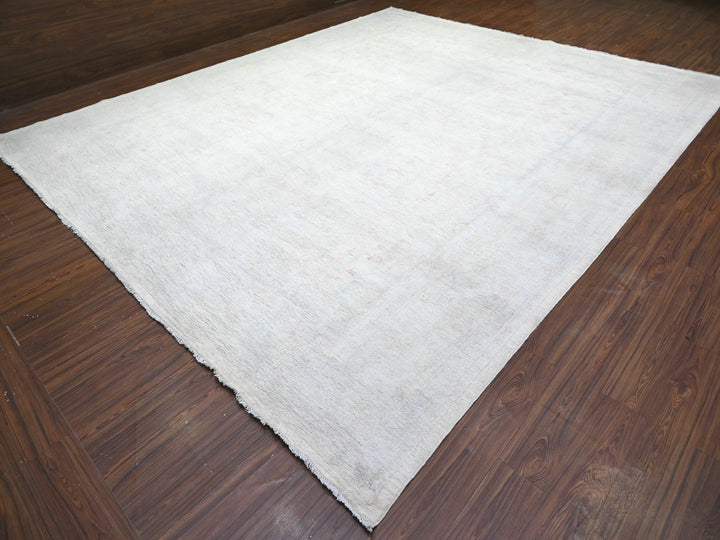 11'11" x 14'3" New Hand Knotted Ivory Wool Rectangle Oriental Rug - MOA10274971