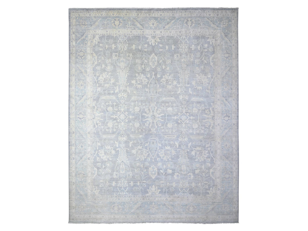11'9" x 14'4" New Hand Knotted Grey Wool Rectangle Oriental Rug - MOA10274972
