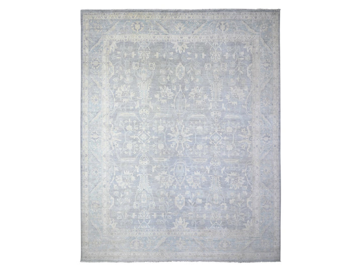 11'9" x 14'4" New Hand Knotted Grey Wool Rectangle Oriental Rug - MOA10274972