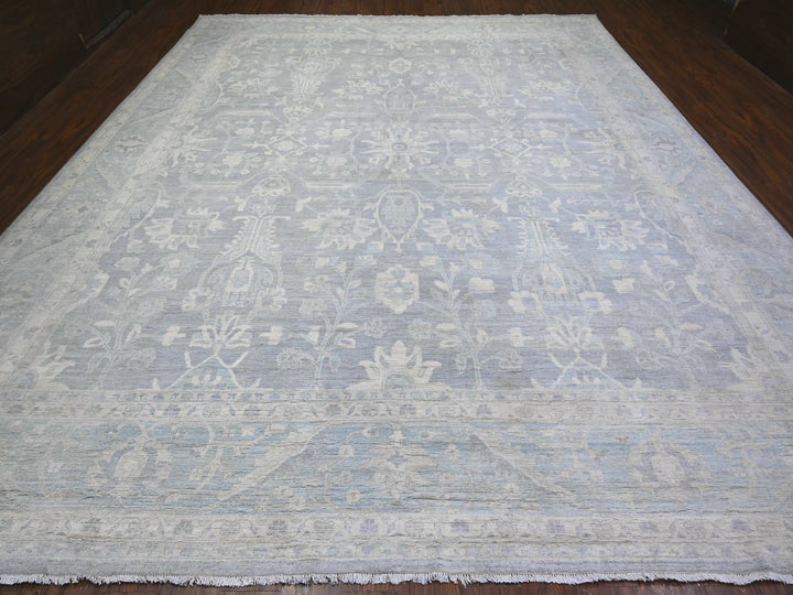 11'9" x 14'4" New Hand Knotted Grey Wool Rectangle Oriental Rug - MOA10274972