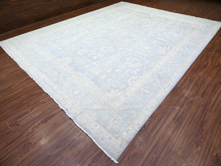 11'9" x 14'4" New Hand Knotted Grey Wool Rectangle Oriental Rug - MOA10274972