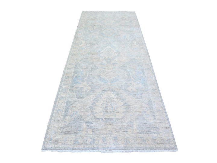 4'0" x 9'9" New Hand Knotted Grey Wool Rectangle Oriental Rug - MOA10274983