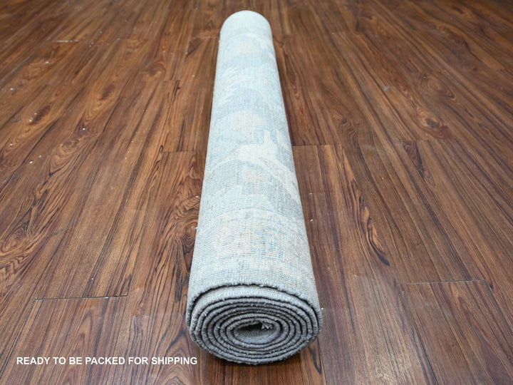 4'0" x 9'9" New Hand Knotted Grey Wool Rectangle Oriental Rug - MOA10274983