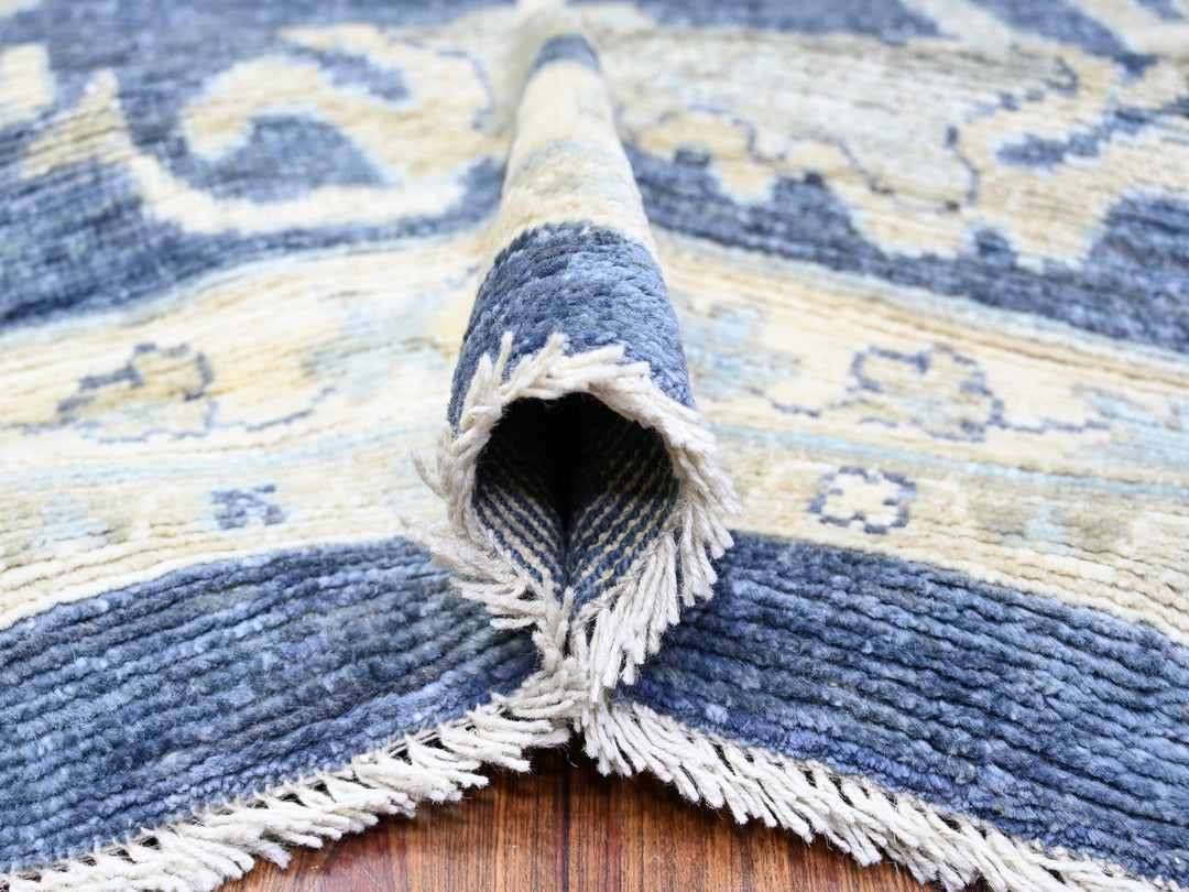 12'1" x 15'7" New Hand Knotted Blue Wool Rectangle Oriental Rug - MOA10274999