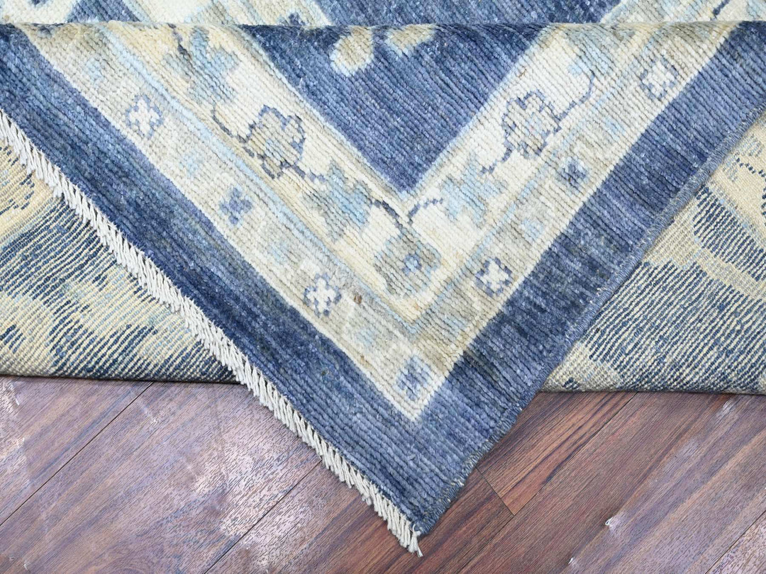 12'1" x 15'7" New Hand Knotted Blue Wool Rectangle Oriental Rug - MOA10274999
