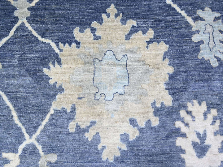 12'1" x 15'7" New Hand Knotted Blue Wool Rectangle Oriental Rug - MOA10274999