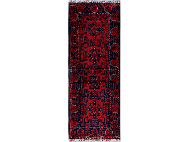 1'10" x 4'10" New Hand Knotted Red Wool Runner Oriental Rug - MOA102749