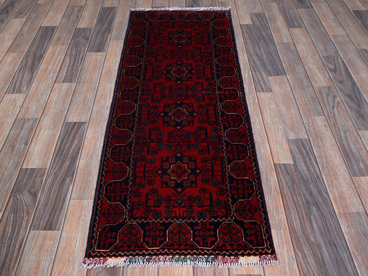 1'10" x 4'10" New Hand Knotted Red Wool Runner Oriental Rug - MOA102749