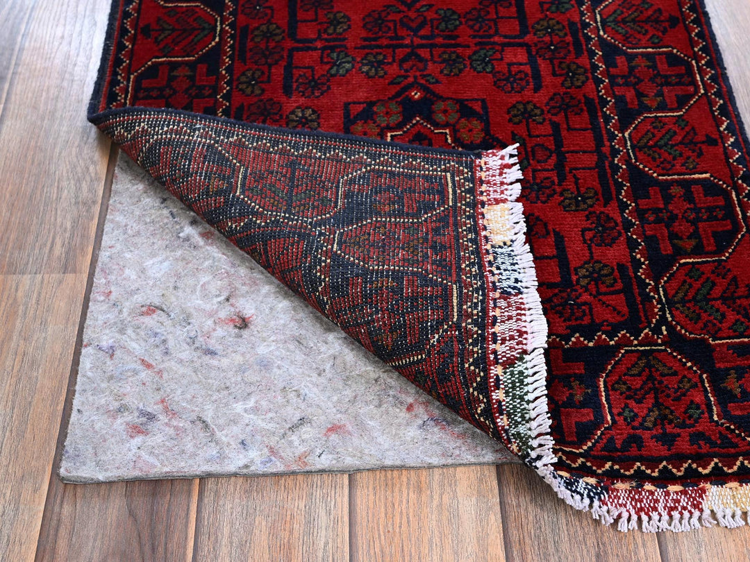 1'10" x 4'10" New Hand Knotted Red Wool Runner Oriental Rug - MOA102749