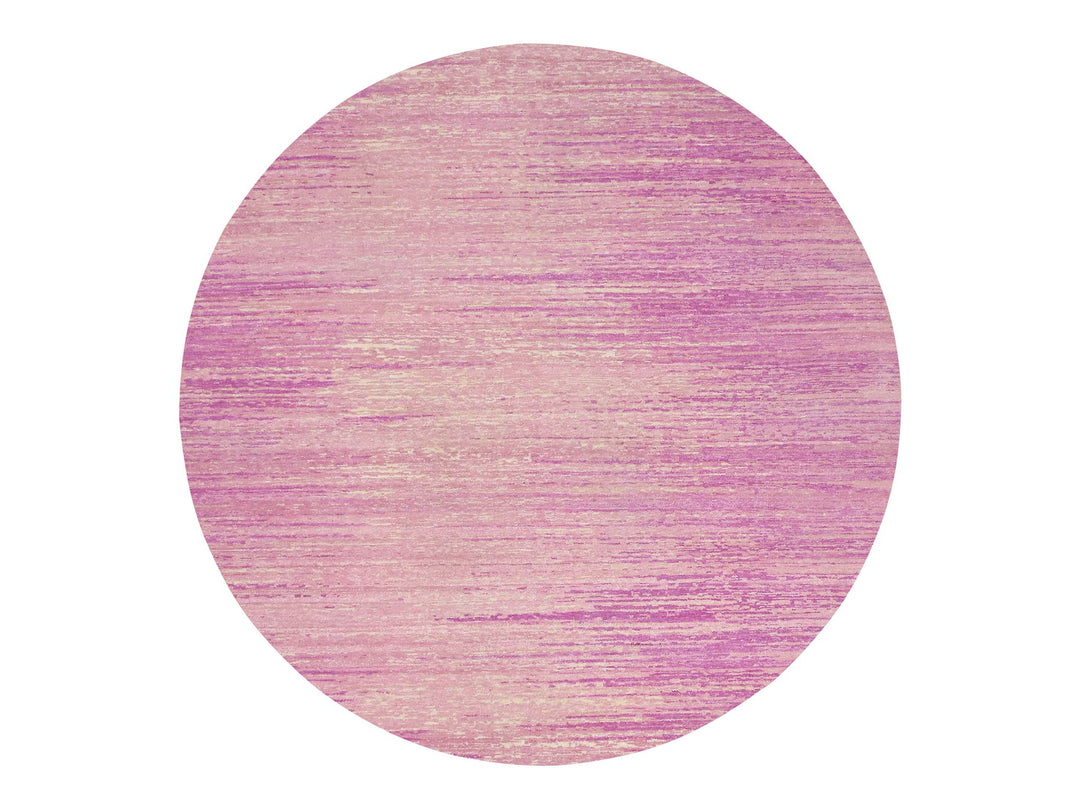 10'1" x 10'2" New Hand Knotted Pink Wool Round Oriental Rug - MOA10275014