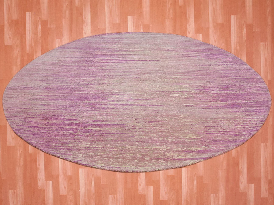 10'1" x 10'2" New Hand Knotted Pink Wool Round Oriental Rug - MOA10275014