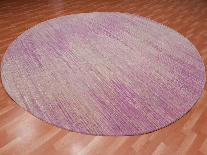 10'1" x 10'2" New Hand Knotted Pink Wool Round Oriental Rug - MOA10275014