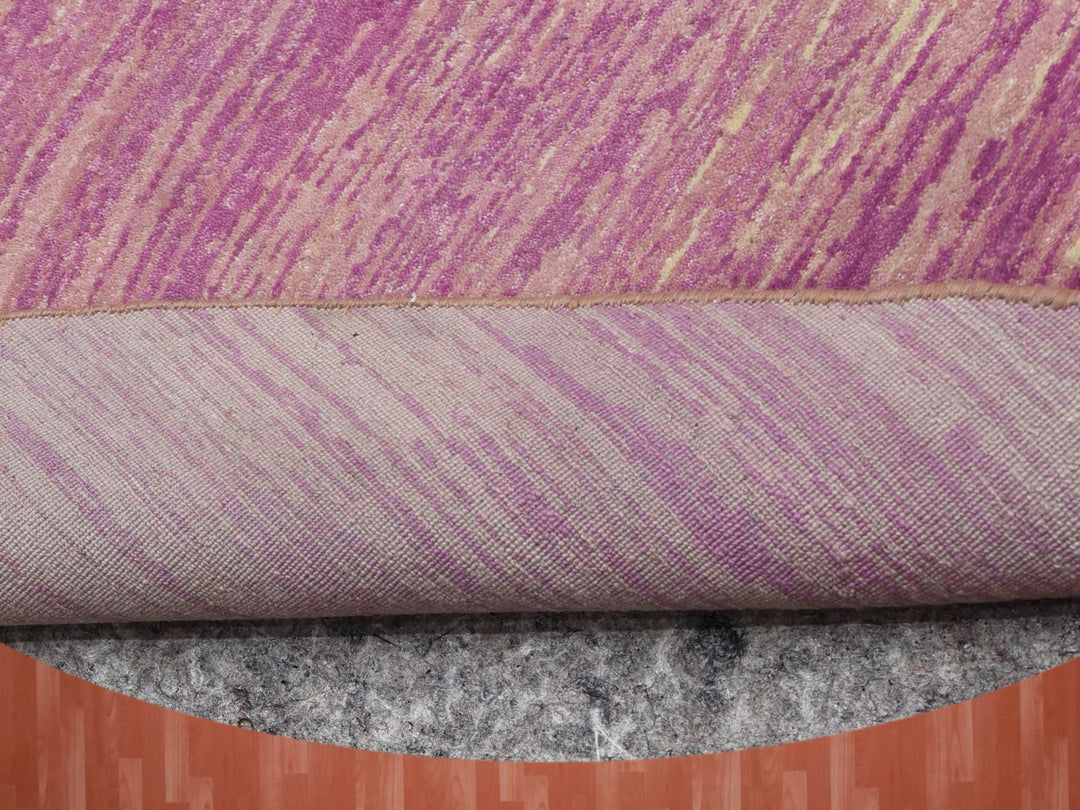 10'1" x 10'2" New Hand Knotted Pink Wool Round Oriental Rug - MOA10275014