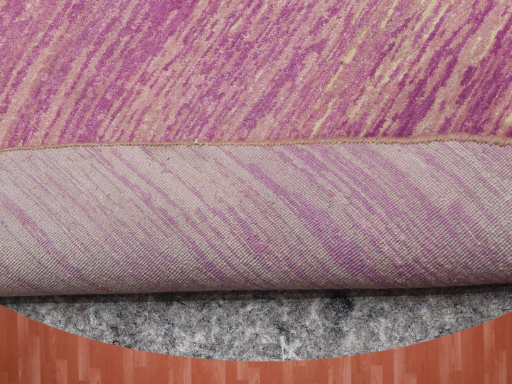 10'1" x 10'2" New Hand Knotted Pink Wool Round Oriental Rug - MOA10275014