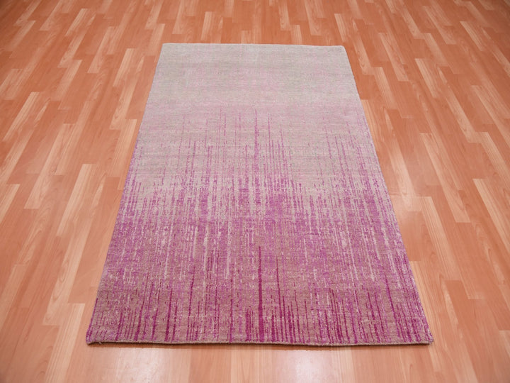 4'1" x 6'2" New Hand Knotted Pink Wool Rectangle Oriental Rug - MOA10275021
