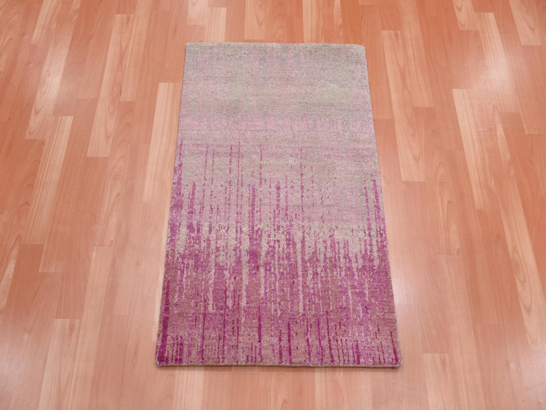 4'1" x 6'2" New Hand Knotted Pink Wool Rectangle Oriental Rug - MOA10275022