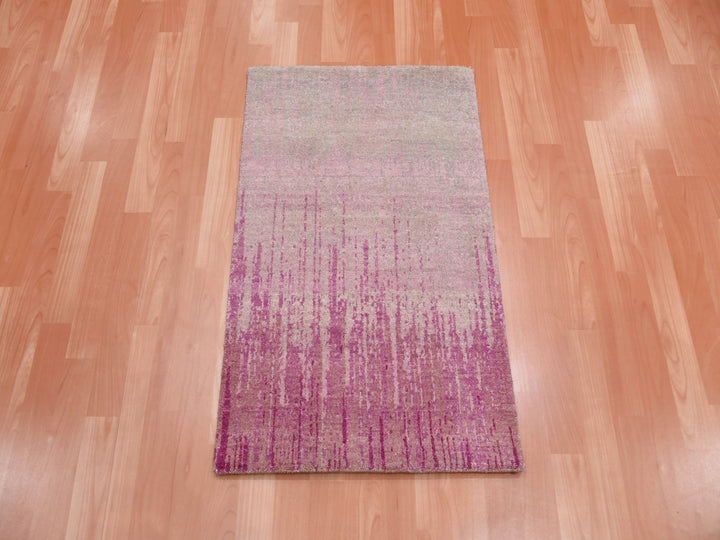 2'0" x 3'2" New Hand Knotted Pink Wool Rectangle Oriental Rug - MOA10275023