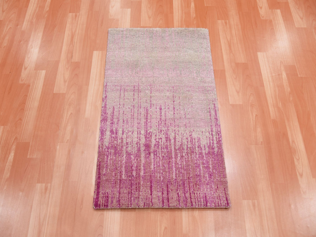 2'0" x 3'2" New Hand Knotted Pink Wool Rectangle Oriental Rug - MOA10275024