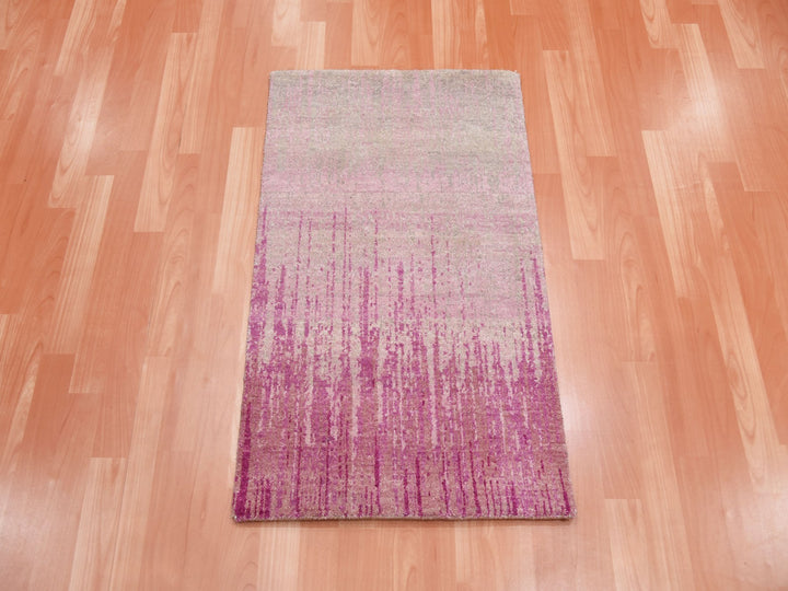 2'0" x 3'2" New Hand Knotted Pink Wool Rectangle Oriental Rug - MOA10275024
