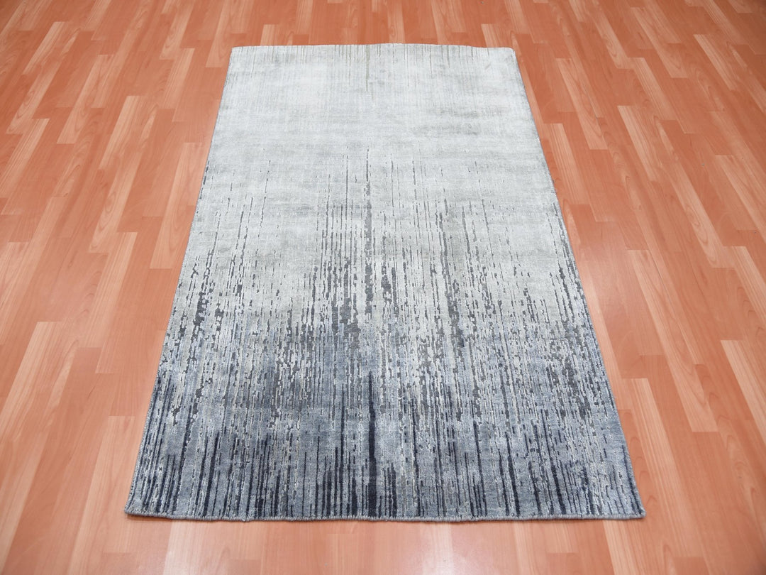 4'0" x 6'0" New Hand Knotted Grey Wool Rectangle Oriental Rug - MOA10275028