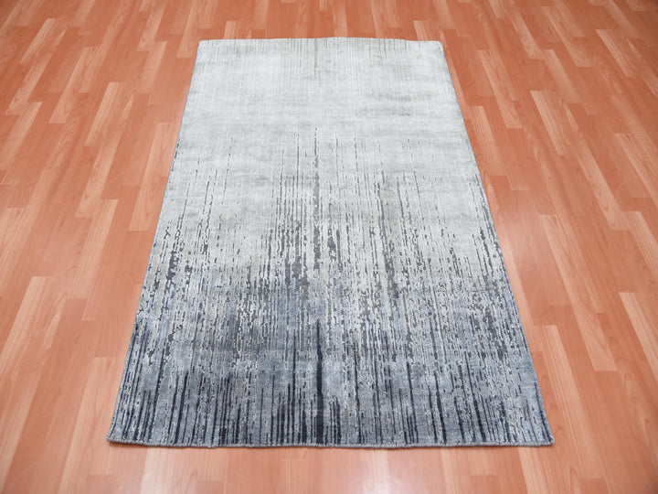 4'0" x 6'0" New Hand Knotted Grey Wool Rectangle Oriental Rug - MOA10275028
