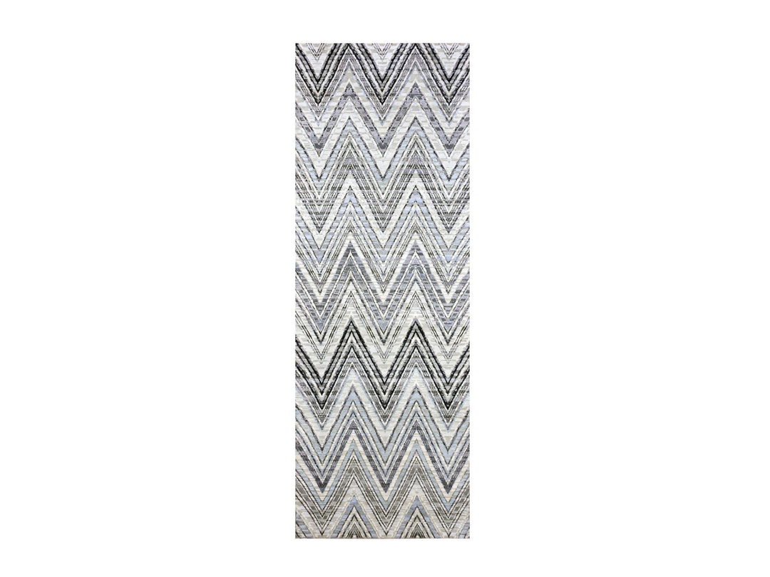 4'2" x 12'4" New Hand Knotted Ivory Wool & Silk Runner Oriental Rug - MOA10275030