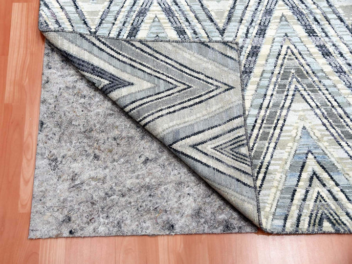 4'2" x 12'4" New Hand Knotted Ivory Wool & Silk Runner Oriental Rug - MOA10275030