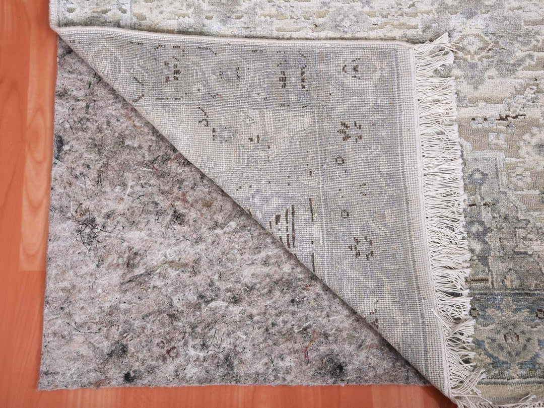 3'0" x 5'2" New Hand Knotted Grey Wool & Silk Rectangle Oriental Rug - MOA10275037