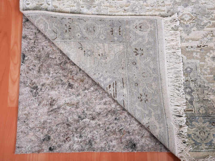 3'0" x 5'2" New Hand Knotted Grey Wool & Silk Rectangle Oriental Rug - MOA10275037