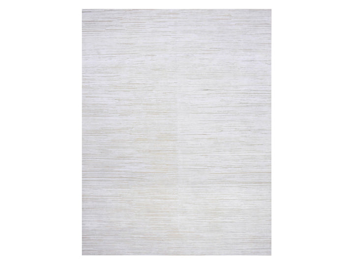 9'1" x 12'0" New Hand Knotted Ivory Wool & Silk Rectangle Oriental Rug - MOA10275038