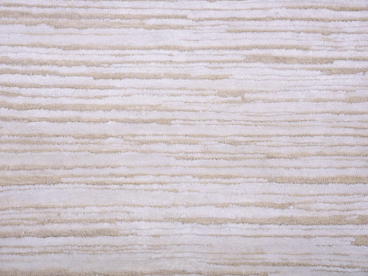 9'1" x 12'0" New Hand Knotted Ivory Wool & Silk Rectangle Oriental Rug - MOA10275038
