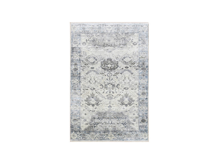 3'0" x 5'2" New Hand Knotted Grey Wool & Silk Rectangle Oriental Rug - MOA10275040