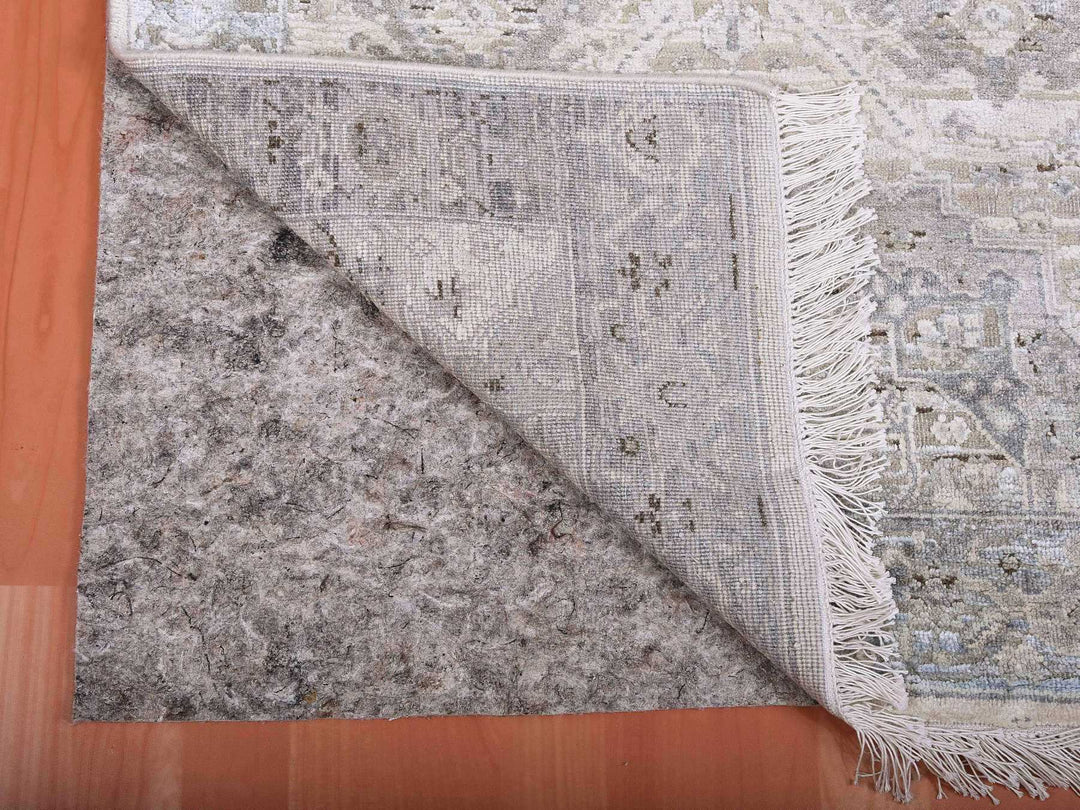 3'0" x 5'2" New Hand Knotted Grey Wool & Silk Rectangle Oriental Rug - MOA10275040