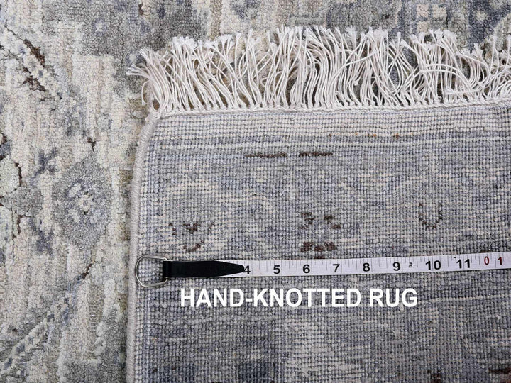 3'0" x 5'2" New Hand Knotted Grey Wool & Silk Rectangle Oriental Rug - MOA10275040