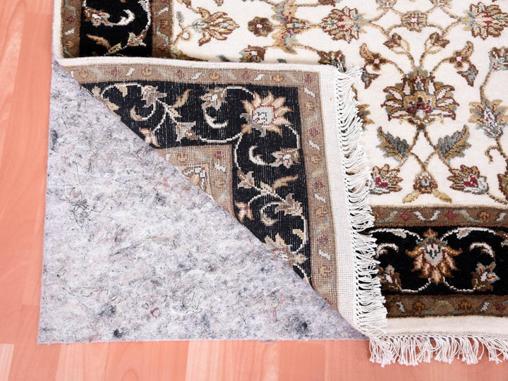 4'1" x 6'0" New Hand Knotted Ivory Wool & Silk Rectangle Oriental Rug - MOA10275046
