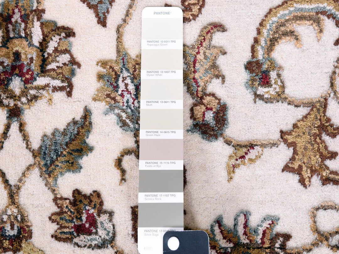4'1" x 6'0" New Hand Knotted Ivory Wool & Silk Rectangle Oriental Rug - MOA10275046