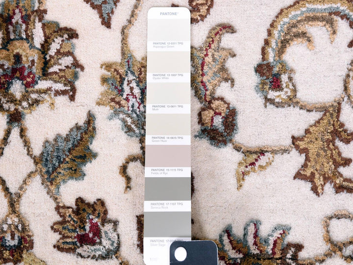 4'1" x 6'0" New Hand Knotted Ivory Wool & Silk Rectangle Oriental Rug - MOA10275046