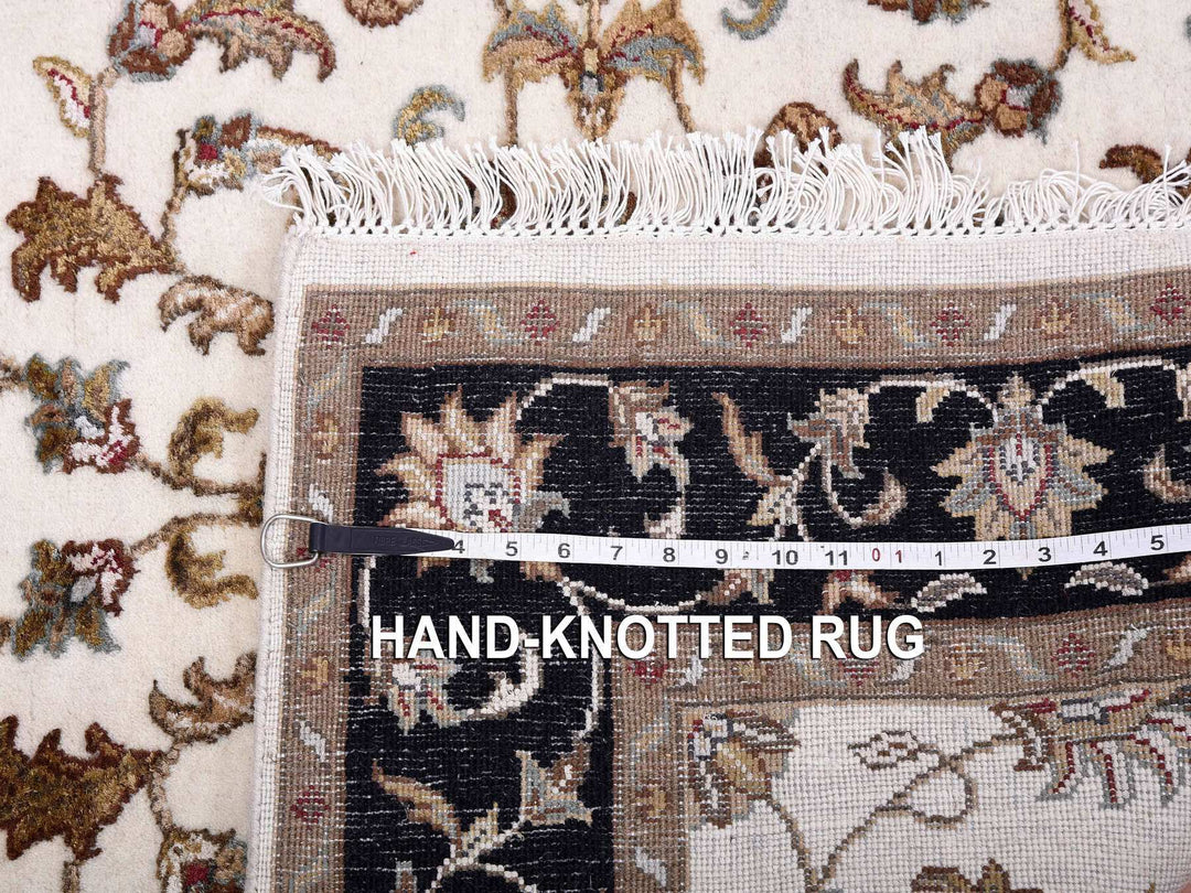 4'1" x 6'0" New Hand Knotted Ivory Wool & Silk Rectangle Oriental Rug - MOA10275046