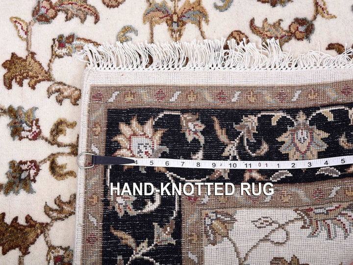 4'1" x 6'0" New Hand Knotted Ivory Wool & Silk Rectangle Oriental Rug - MOA10275046