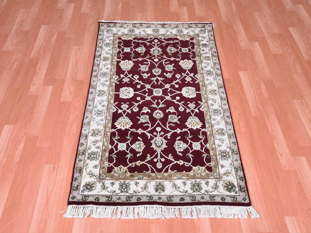 3'0" x 5'0" New Hand Knotted Red Wool & Silk Rectangle Oriental Rug - MOA10275049