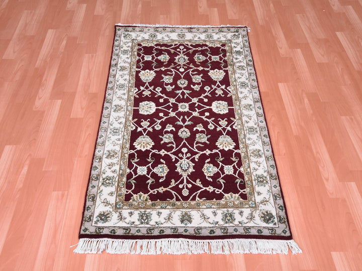 3'0" x 5'0" New Hand Knotted Red Wool & Silk Rectangle Oriental Rug - MOA10275049