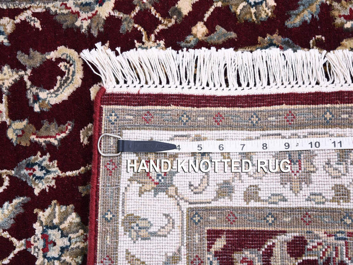 2'7" x 10'0" New Hand Knotted Red Wool & Silk Runner Oriental Rug - MOA10275055