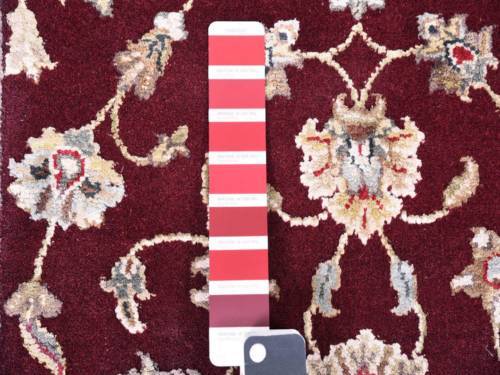 2'8" x 14'1" New Hand Knotted Red Wool & Silk Runner Oriental Rug - MOA10275056