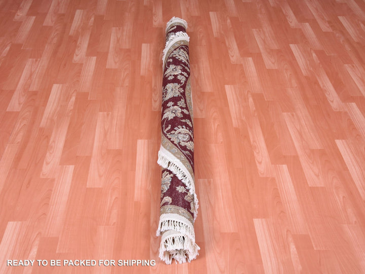 6'0" x 6'1" New Hand Knotted Ivory Wool & Silk Round Oriental Rug - MOA10275063