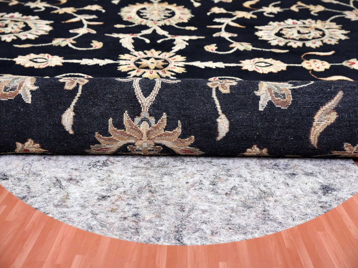 10'0" x 10'2" New Hand Knotted Black Wool & Silk Round Oriental Rug - MOA10275067