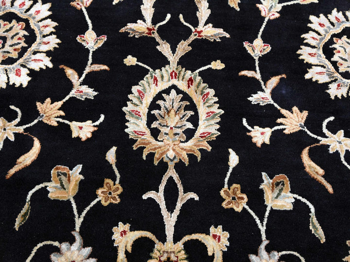 10'0" x 10'2" New Hand Knotted Black Wool & Silk Round Oriental Rug - MOA10275067