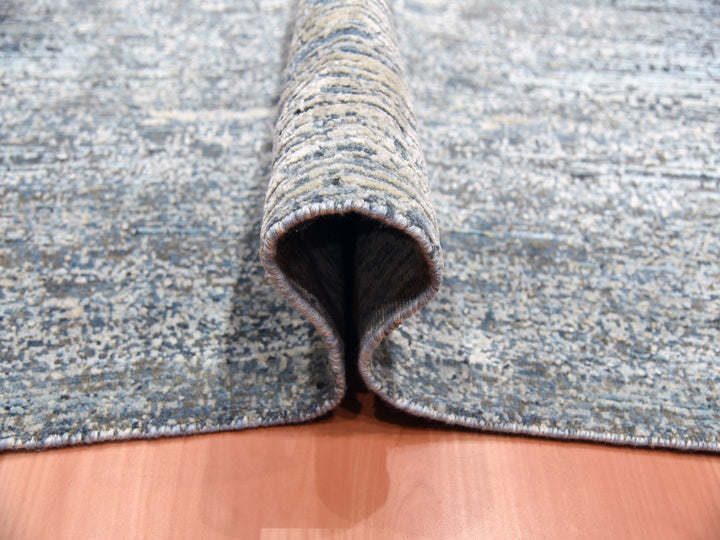 8'0" x 8'2" New Hand Knotted Grey Wool & Silk Square Oriental Rug - MOA10275098
