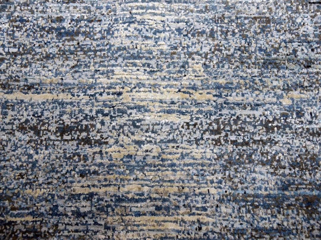 8'0" x 8'2" New Hand Knotted Grey Wool & Silk Square Oriental Rug - MOA10275098